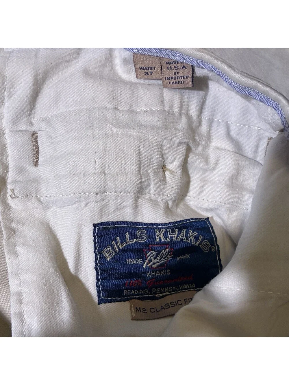 Bills Khakis Pants Men's 35 35x27 Tan Flat Front M2 Classic Fit Casual Comfort